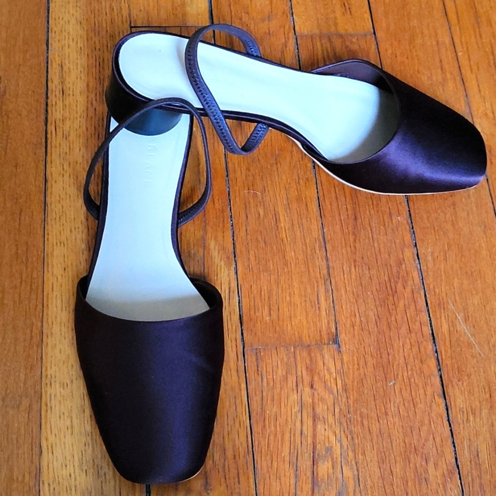 Everlane chocolate satin slingbacks size 8